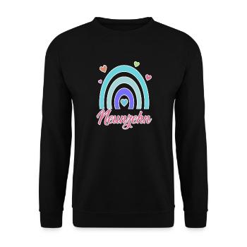 19. Geburtstag Regenbogen Vintage - Unisex Pullover - Schwarz - Vorne - Alina (178cm) & Michal (187cm)