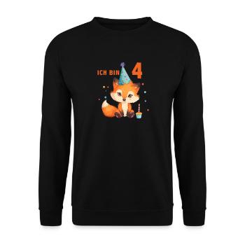 4 Geburtstag Füchse Tier Fuchs 4 Jahre Kinder - Unisex Pullover - Schwarz - Vorne - Alina (178cm) & Michal (187cm)