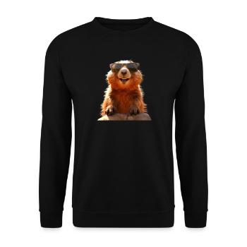 Murmeltier mit Sonnenbrille Nagetier Erdhörnchen - Unisex Pullover - Schwarz - Vorne - Alina (178cm) & Michal (187cm)