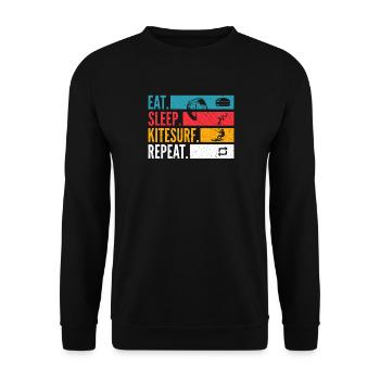 Eat Sleep Kitesurf Repeat für Kitesurfen - Unisex Pullover - Schwarz - Vorne - Alina (178cm) & Michal (187cm)