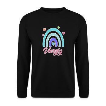 40. Geburtstag Regenbogen Vintage - Unisex Pullover - Schwarz - Vorne - Alina (178cm) & Michal (187cm)