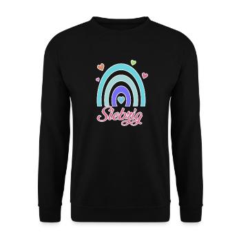 70. Geburtstag Regenbogen Vintage - Unisex Pullover - Schwarz - Vorne - Alina (178cm) & Michal (187cm)