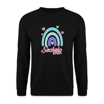 60. Geburtstag Regenbogen Vintage - Unisex Pullover - Schwarz - Vorne - Alina (178cm) & Michal (187cm)