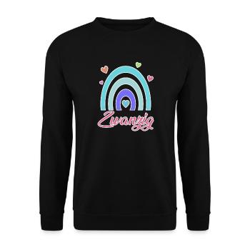 20. Geburtstag Regenbogen Vintage - Unisex Pullover - Schwarz - Vorne - Alina (178cm) & Michal (187cm)