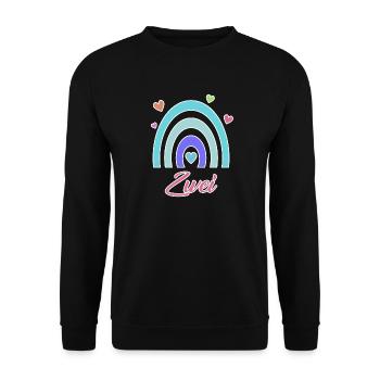 2. Geburtstag Regenbogen Vintage - Unisex Pullover - Schwarz - Vorne - Alina (178cm) & Michal (187cm)