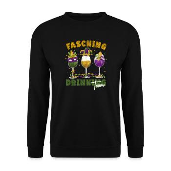 Fasching Karneval Drink Team Masken Gläser - Unisex Pullover - Schwarz - Vorne - Alina (178cm) & Michal (187cm)