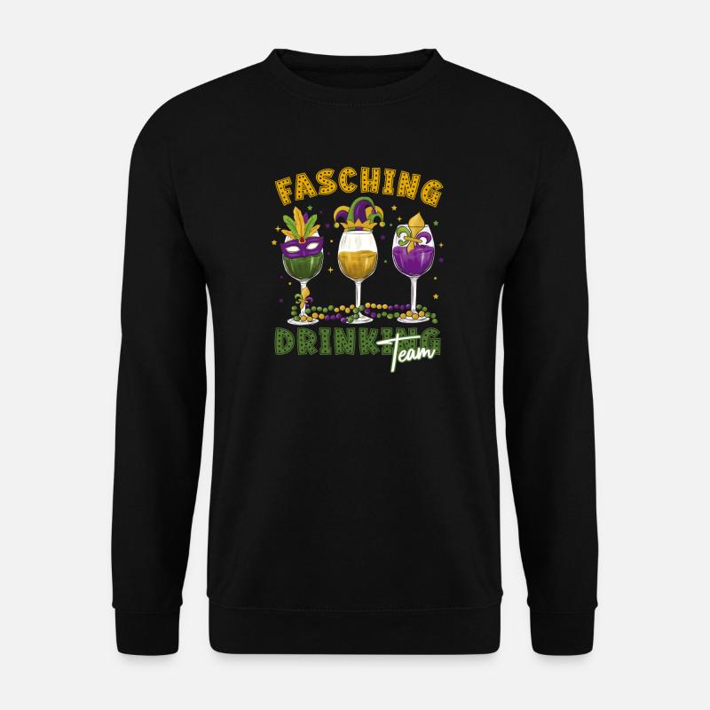 Fasching Karneval Drink Team Masken Gläser - Unisex Pullover - Schwarz