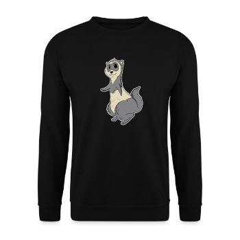 Motif animal furet - Sweat-shirt Unisexe - noir - Devant - Alina (178cm) & Michal (187cm)