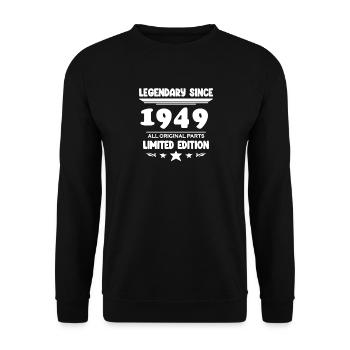1949 - Jahrgang 1949 - Baujahr 1949 - Unisex Pullover - Schwarz - Vorne - Alina (178cm) & Michal (187cm)