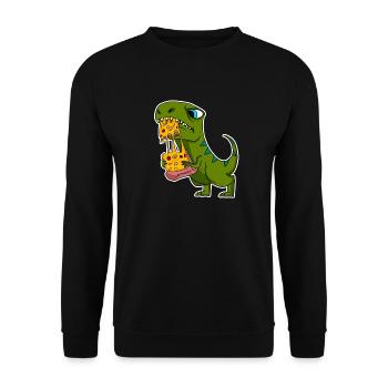 Pizza dinosaure à motif Dino Delicious - Sweat-shirt Unisexe - noir - Devant - Alina (178cm) & Michal (187cm)
