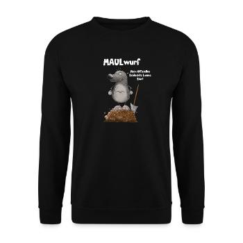 Schlechte Laune Nö Maulwurf Wortspiel - Unisex Pullover - Schwarz - Vorne - Alina (178cm) & Michal (187cm)