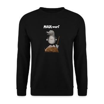 Maulender Nö Maulwurf Wortspiel - Unisex Pullover - Schwarz - Vorne - Alina (178cm) & Michal (187cm)