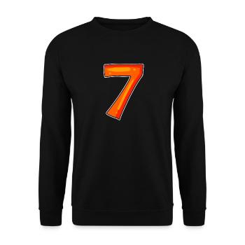 7 Zahl Sieben Nummer Symbol Zeichen - Unisex Pullover - Schwarz - Vorne - Alina (178cm) & Michal (187cm)