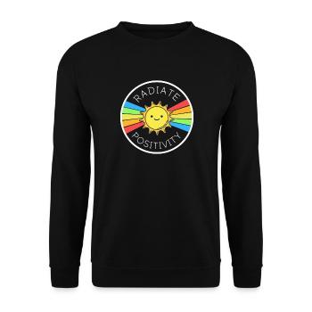 Sun Retro Radiate Positivity T-Shirt - Unisex Sweatshirt - black - Front - Alina (178cm) & Michal (187cm)