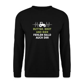 Le beurre, le pain et la bière vous manqueront bientôt aussi - Sweat-shirt Unisexe - noir - Devant - Alina (178cm) & Michal (187cm)