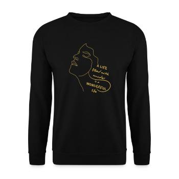 Life Full of Wonders – Line Art Quote - Unisex Sweatshirt - black - Front - Alina (178cm) & Michal (187cm)