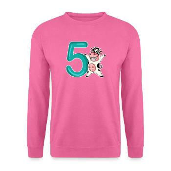 5th Birthday Motif Cow - Five Years Old - Unisex Sweatshirt - pink - Front
