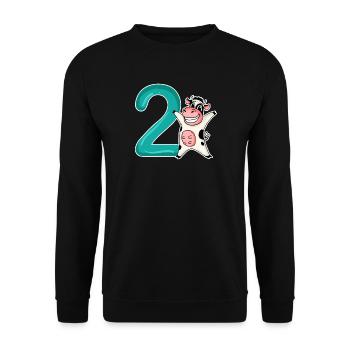 2nd Birthday Motif Cow - Two Years Old - Unisex Sweatshirt - black - Front - Alina (178cm) & Michal (187cm)