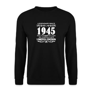 1945 - Jahrgang 1945 - Baujahr 1945 - Unisex Pullover - Schwarz - Vorne - Alina (178cm) & Michal (187cm)