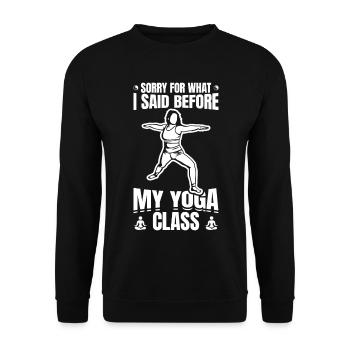 Désolé ce que j’ai dit avant le yoga - Sweat-shirt Unisexe - noir - Devant - Alina (178cm) & Michal (187cm)