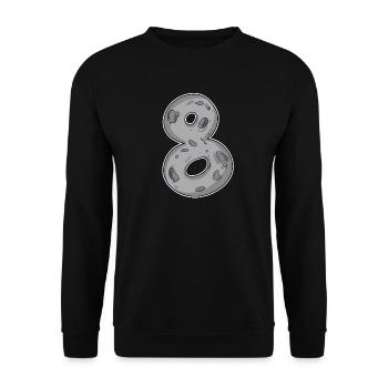 Number 8 Number Eight Moon Motif - Unisex Sweatshirt - black - Front - Alina (178cm) & Michal (187cm)
