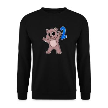 2nd Birthday Motif Bear - Two Years Old - Unisex Sweatshirt - black - Front - Alina (178cm) & Michal (187cm)