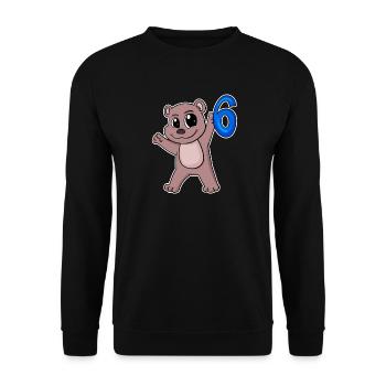 6th Birthday Motif Bear - Six Years Old - Unisex Sweatshirt - black - Front - Alina (178cm) & Michal (187cm)