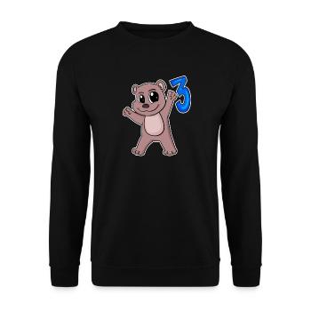 Ours motif 3e anniversaire - Trois ans - Sweat-shirt Unisexe - noir - Devant - Alina (178cm) & Michal (187cm)