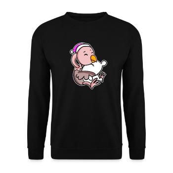 Strauß Müde Ausschlafen Schlafen Mädchen - Unisex Pullover - Schwarz - Vorne - Alina (178cm) & Michal (187cm)