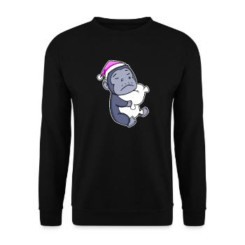 Gorilla Müde Ausschlafen Schlafen Mädchen - Unisex Pullover - Schwarz - Vorne - Alina (178cm) & Michal (187cm)