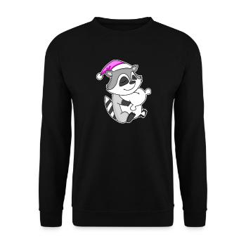 Waschbär Müde Ausschlafen Schlafen Mädchen - Unisex Pullover - Schwarz - Vorne - Alina (178cm) & Michal (187cm)