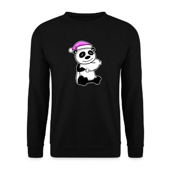 Panda Müde Ausschlafen Schlafen Mädchen - Unisex Pullover - Schwarz - Vorne - Alina (178cm) & Michal (187cm)