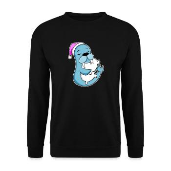 Seelöwe Müde Ausschlafen Schlafen Mädchen - Unisex Pullover - Schwarz - Vorne - Alina (178cm) & Michal (187cm)