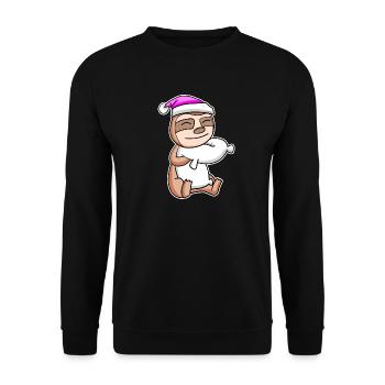 Faultier Müde Ausschlafen Schlafen Mädchen - Unisex Pullover - Schwarz - Vorne - Alina (178cm) & Michal (187cm)