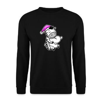 Zebra Müde Ausschlafen Schlafen Mädchen - Unisex Pullover - Schwarz - Vorne - Alina (178cm) & Michal (187cm)