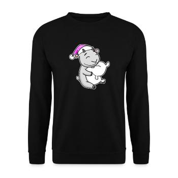 Ziege Müde Ausschlafen Schlafen Mädchen - Unisex Pullover - Schwarz - Vorne - Alina (178cm) & Michal (187cm)
