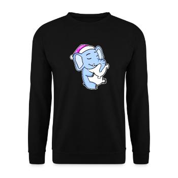 Elefant Müde Ausschlafen Schlafen Mädchen - Unisex Pullover - Schwarz - Vorne - Alina (178cm) & Michal (187cm)
