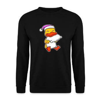 Ente Müde Ausschlafen Schlafen Mädchen - Unisex Pullover - Schwarz - Vorne - Alina (178cm) & Michal (187cm)