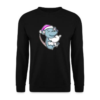 Maus Müde Ausschlafen Schlafen Mädchen - Unisex Pullover - Schwarz - Vorne - Alina (178cm) & Michal (187cm)