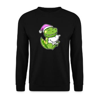Dinosaurier Müde Ausschlafen Schlafen Mädchen - Unisex Pullover - Schwarz - Vorne - Alina (178cm) & Michal (187cm)