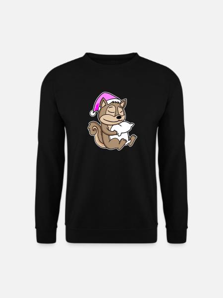 Eichhörnchen Müde Ausschlafen Schlafen Mädchen - Unisex Pullover - Schwarz