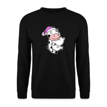 Kuh Müde Ausschlafen Schlafen Mädchen - Unisex Pullover - Schwarz - Vorne - Alina (178cm) & Michal (187cm)