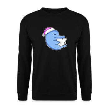 Delfin Müde Ausschlafen Schlafen Mädchen - Unisex Pullover - Schwarz - Vorne - Alina (178cm) & Michal (187cm)