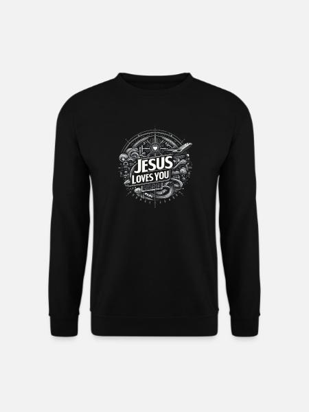 Jesus Loves You – Circle Design - Unisex Sweatshirt - black