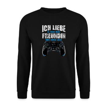 I love it when my girlfriend plays me - Unisex Sweatshirt - black - Front - Alina (178cm) & Michal (187cm)