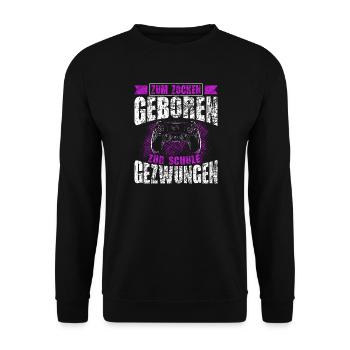 Born to gamble, forced to go to school, gaming - Unisex Sweatshirt - black - Front - Alina (178cm) & Michal (187cm)
