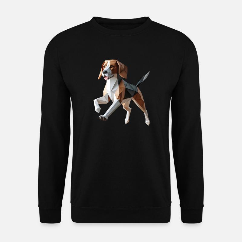3D Geometrischer Origami-Beagle-Hund - Unisex Pullover - Schwarz