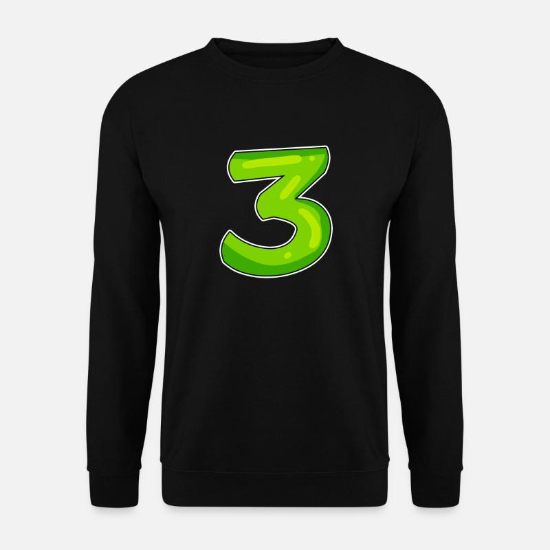 Drei - 3 - Nummer 3 - Zahl 3 - Unisex Pullover - Schwarz