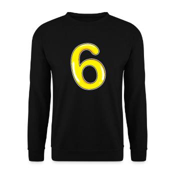 Number 6 Number yellow - Unisex Sweatshirt - black - Front - Alina (178cm) & Michal (187cm)