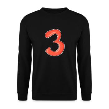 Drei - 3 - Nummer 3 - Zahl 3 - Unisex Pullover - Schwarz - Vorne - Alina (178cm) & Michal (187cm)